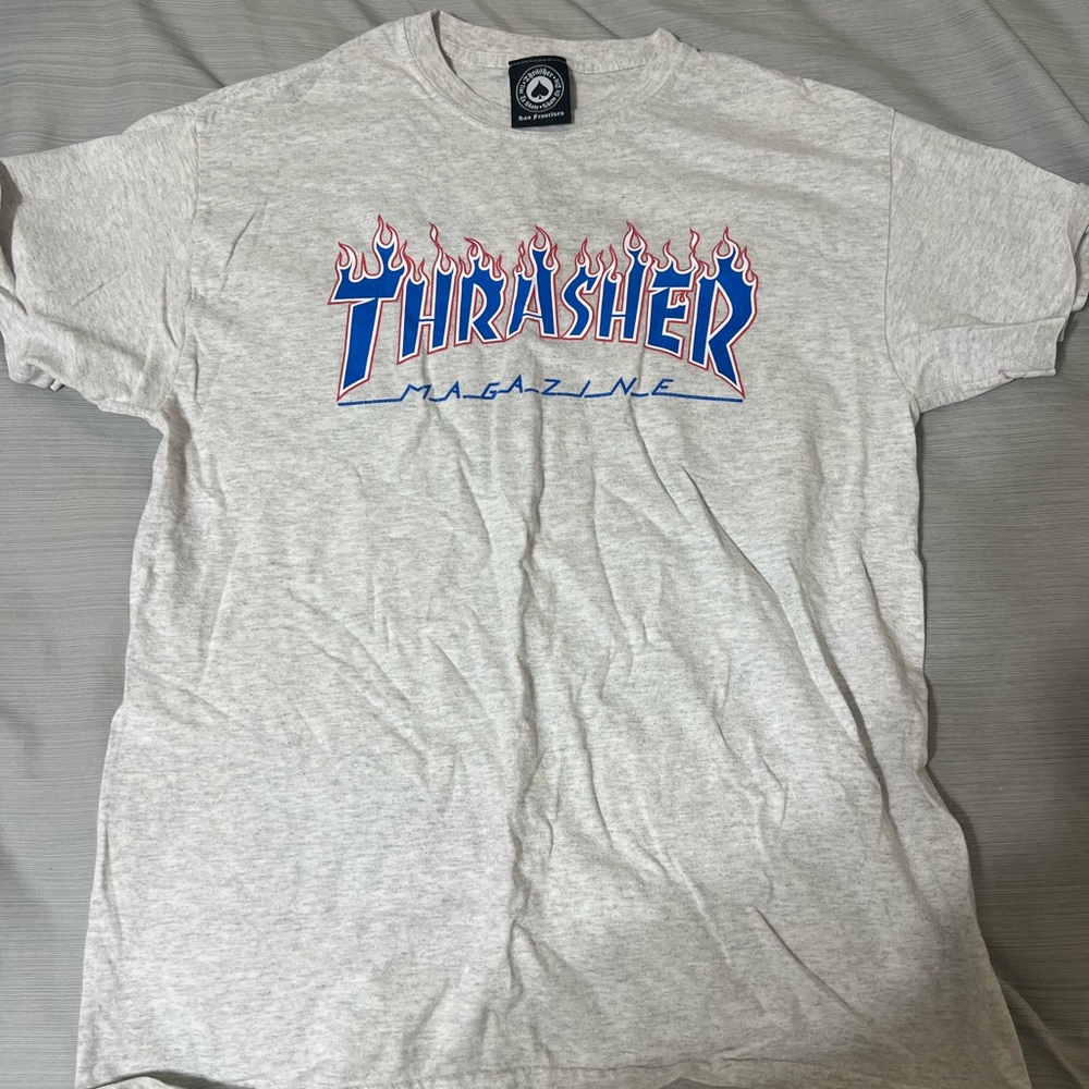 Thrasher Gray Short Sleeve Tee Casual Cotton